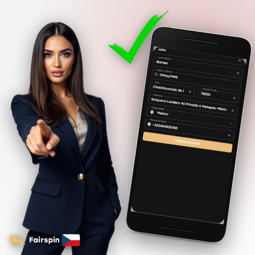 Fairspin Casino registrace — přihlašovací formulář s polem pro e-mail a heslo